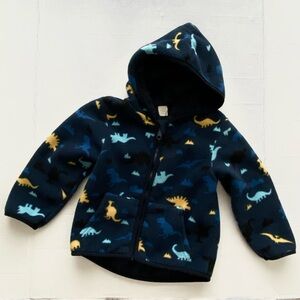 Toddler Dinosaur Polar Fleece Jacket Sherpa Lined Hooded Fleece Full Front Zip